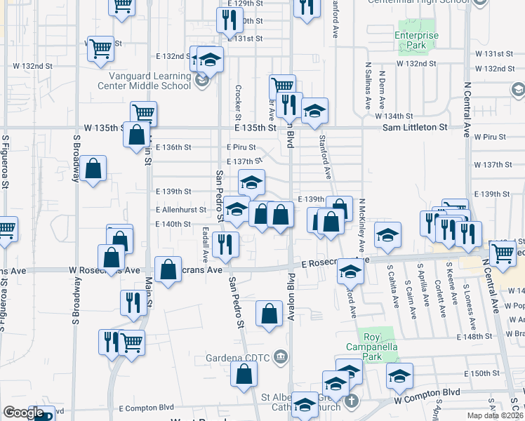 map of restaurants, bars, coffee shops, grocery stores, and more near 414 Markton Street in Los Angeles