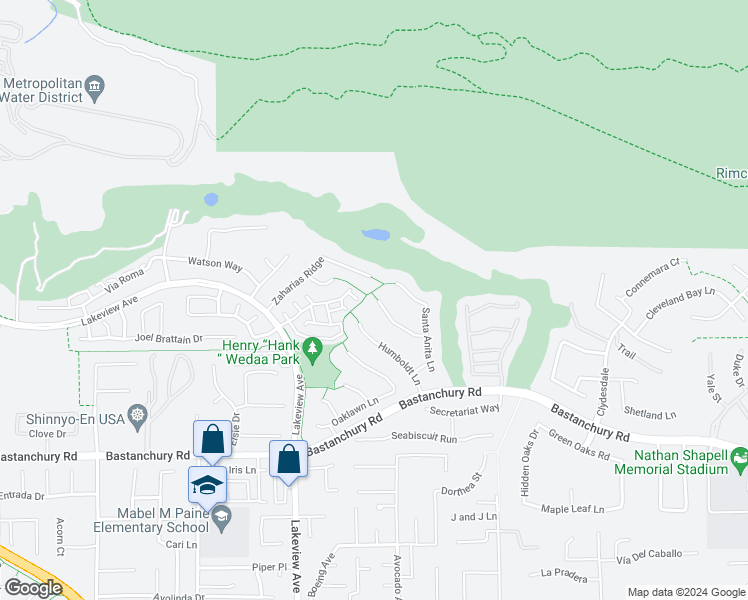 map of restaurants, bars, coffee shops, grocery stores, and more near 18700 Turfway Park in Yorba Linda