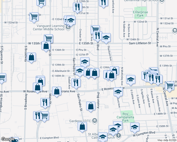map of restaurants, bars, coffee shops, grocery stores, and more near 414 Markton Street in Los Angeles