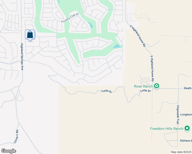map of restaurants, bars, coffee shops, grocery stores, and more near 2196 Birdie Drive in Banning