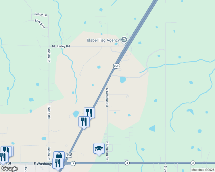 map of restaurants, bars, coffee shops, grocery stores, and more near 1104 Northeast Lincoln Road in Idabel