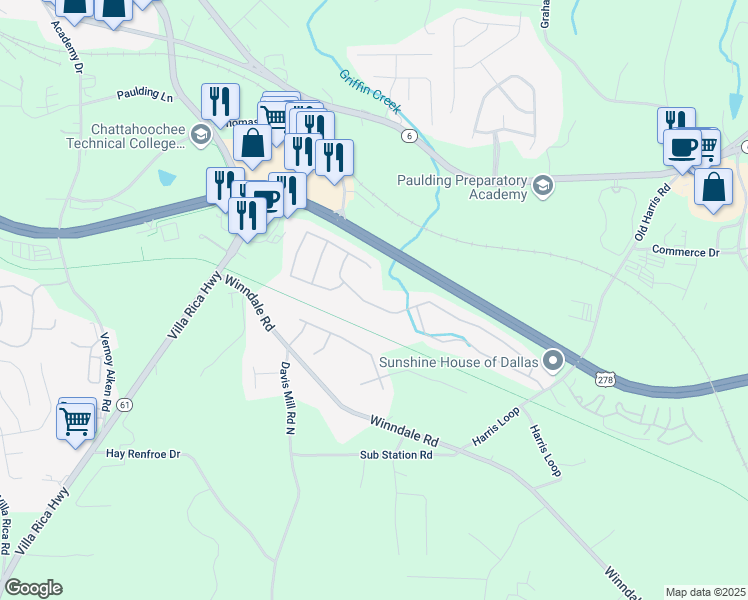 map of restaurants, bars, coffee shops, grocery stores, and more near 230 Silver Fox Trail in Dallas