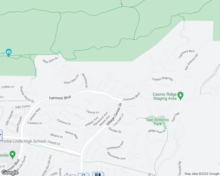 map of restaurants, bars, coffee shops, grocery stores, and more near 3919 Ravenswood Drive in Yorba Linda