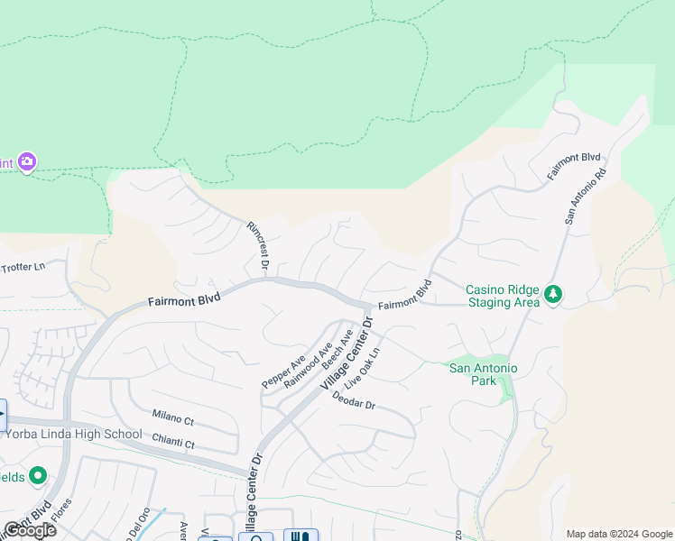 map of restaurants, bars, coffee shops, grocery stores, and more near 3919 Ravenswood Drive in Yorba Linda