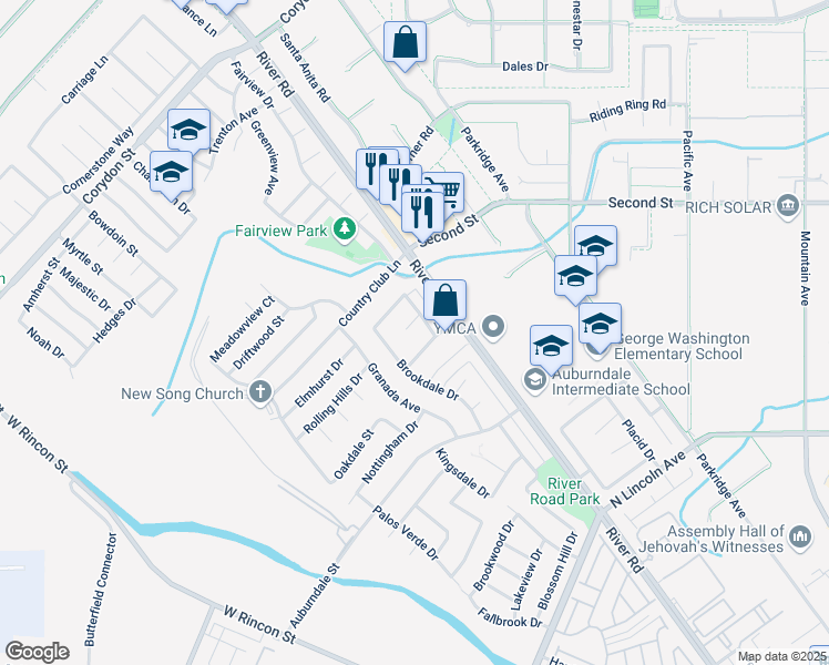 map of restaurants, bars, coffee shops, grocery stores, and more near 1148 Ashland Circle in Corona
