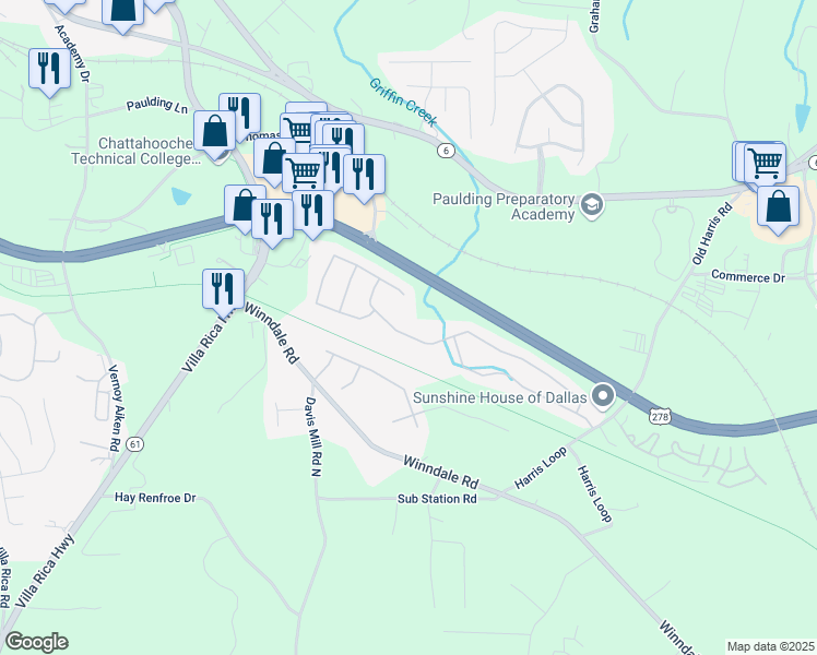map of restaurants, bars, coffee shops, grocery stores, and more near 230 Silver Fox Trail in Dallas