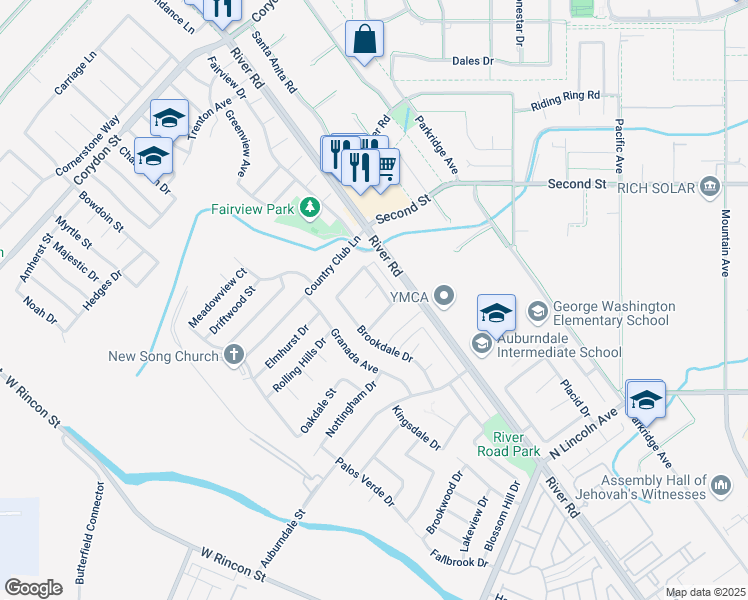 map of restaurants, bars, coffee shops, grocery stores, and more near 1148 Ashland Circle in Corona