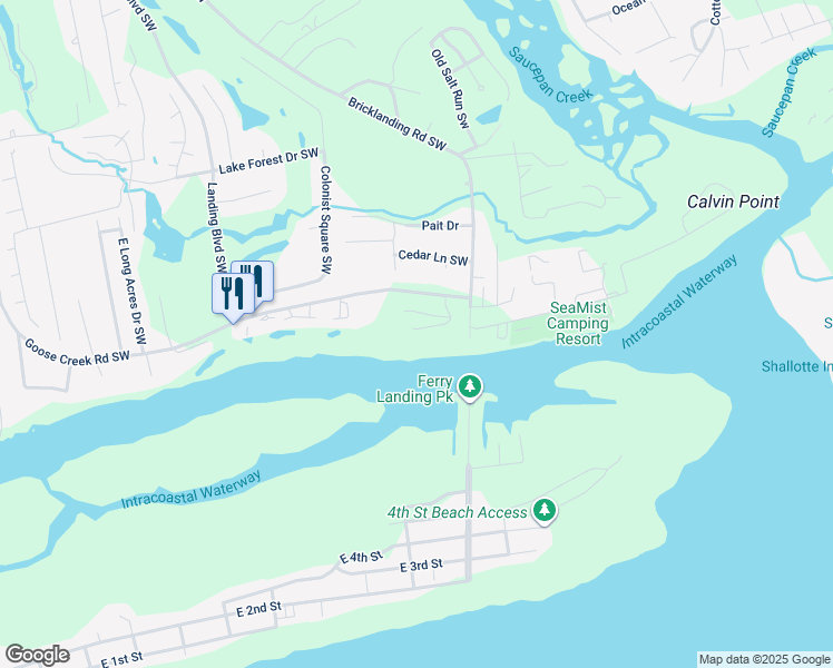 map of restaurants, bars, coffee shops, grocery stores, and more near 1957 Stone Ballast Way Southwest in Ocean Isle Beach