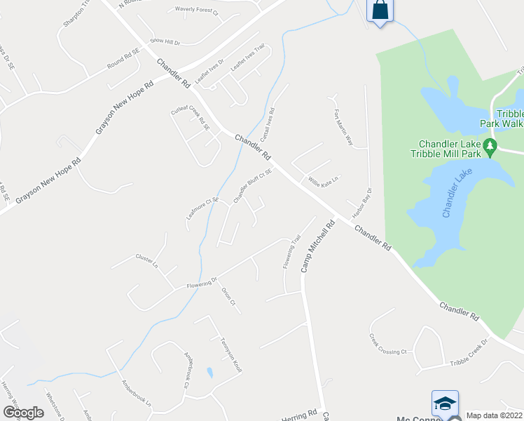 map of restaurants, bars, coffee shops, grocery stores, and more near 413 Juniper Bluff in Grayson