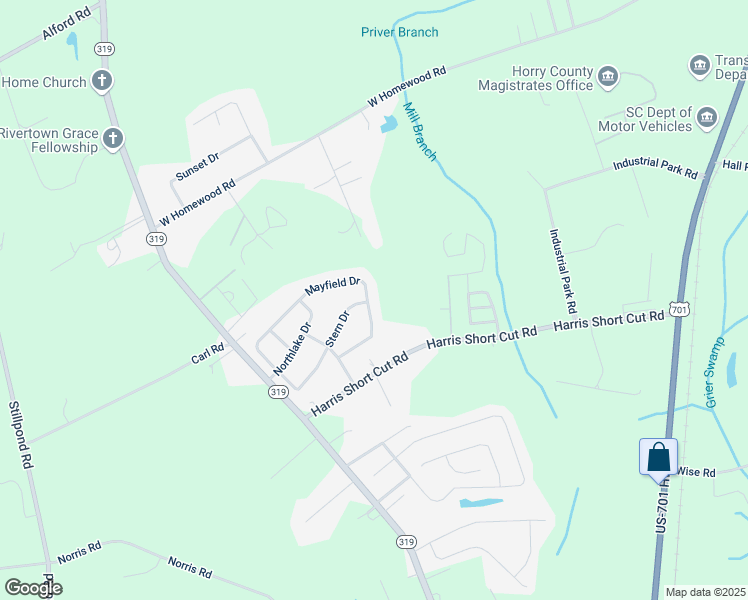 map of restaurants, bars, coffee shops, grocery stores, and more near 3889 Mayfield Drive in Conway