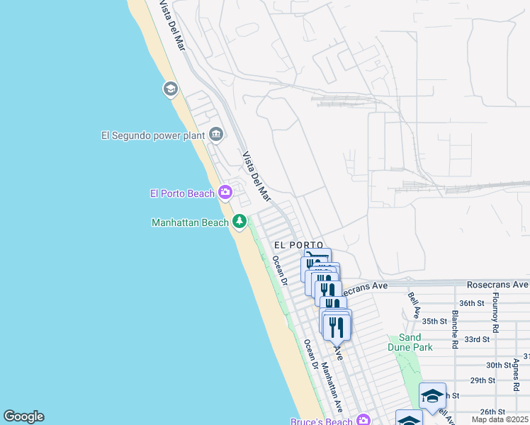 map of restaurants, bars, coffee shops, grocery stores, and more near in Los Angeles County