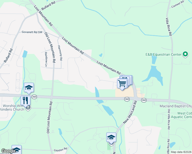 map of restaurants, bars, coffee shops, grocery stores, and more near Whitman Drive in Cobb County