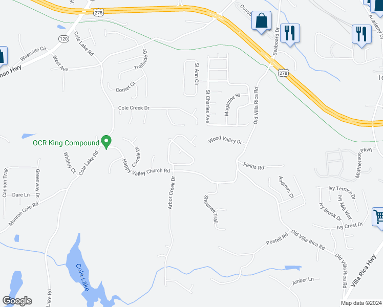 map of restaurants, bars, coffee shops, grocery stores, and more near 126 Remington Place Drive in Dallas