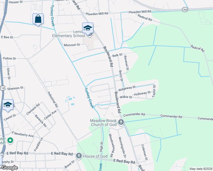 map of restaurants, bars, coffee shops, grocery stores, and more near 190 Rolling Creek Drive in Sumter