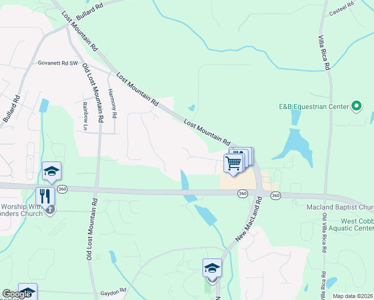 map of restaurants, bars, coffee shops, grocery stores, and more near Whitman Drive in Cobb County