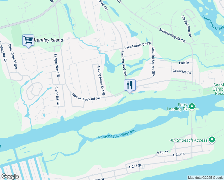 map of restaurants, bars, coffee shops, grocery stores, and more near 2078 Greenside Manor Drive Southwest in Ocean Isle Beach