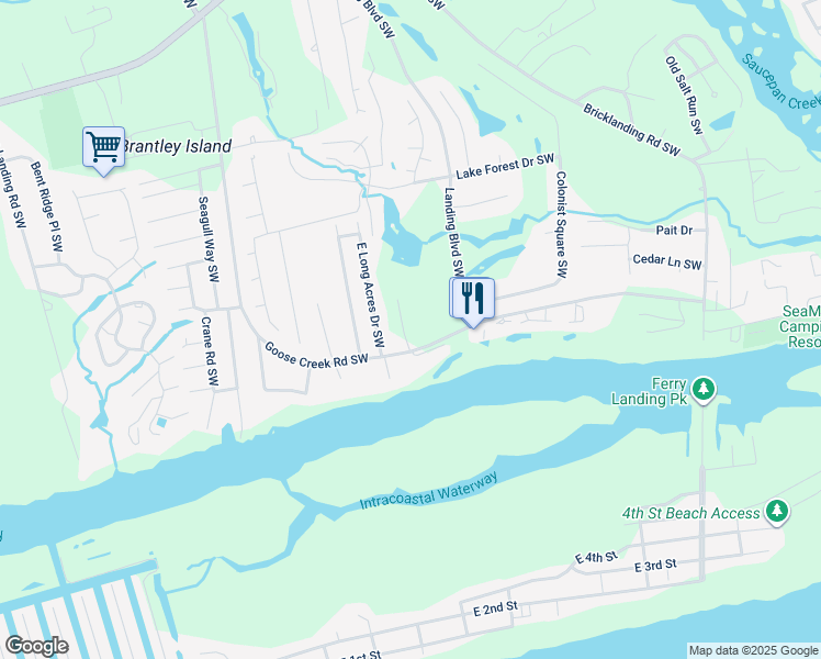 map of restaurants, bars, coffee shops, grocery stores, and more near 2078 Greenside Manor Drive Southwest in Ocean Isle Beach