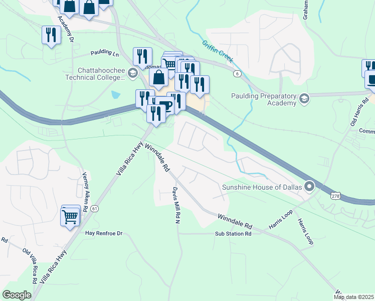 map of restaurants, bars, coffee shops, grocery stores, and more near 123 Silver Spring Street in Dallas
