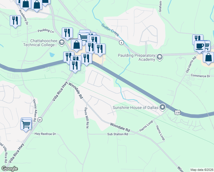 map of restaurants, bars, coffee shops, grocery stores, and more near 420 Silver Spring Street in Dallas
