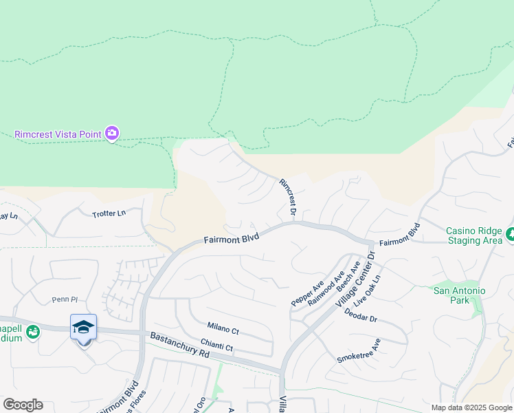 map of restaurants, bars, coffee shops, grocery stores, and more near 3660 Vista Glen Circle in Yorba Linda
