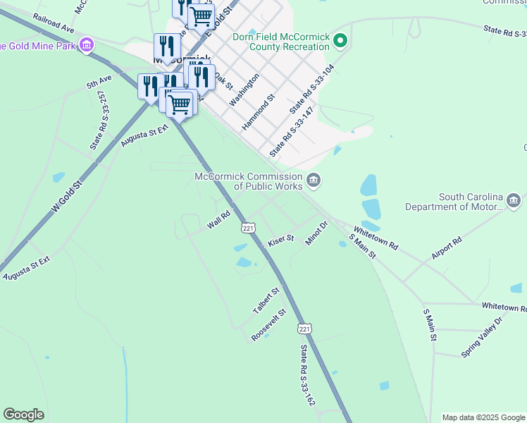 map of restaurants, bars, coffee shops, grocery stores, and more near 300-302 State Road S-33-107 in McCormick