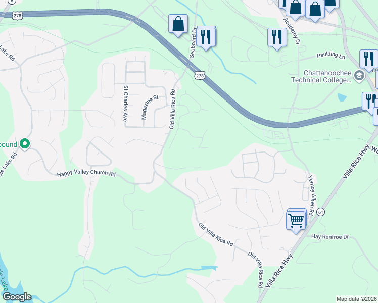 map of restaurants, bars, coffee shops, grocery stores, and more near Seaboard Ave in Dallas