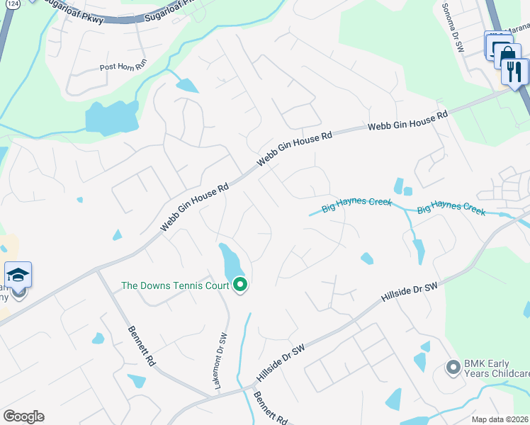 map of restaurants, bars, coffee shops, grocery stores, and more near 821 Berryman Place in Lawrenceville