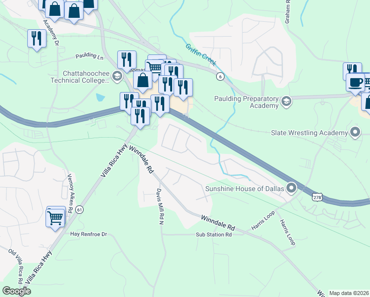 map of restaurants, bars, coffee shops, grocery stores, and more near 100 Silver Spring Street in Dallas