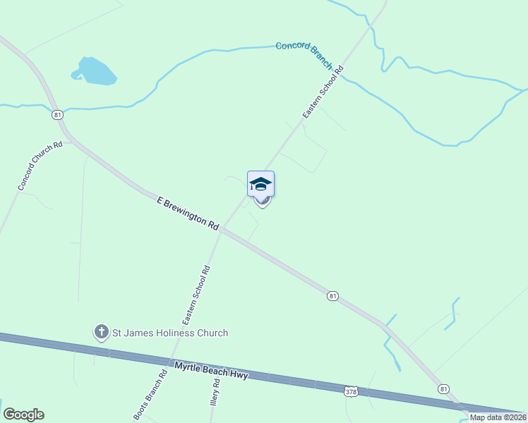 map of restaurants, bars, coffee shops, grocery stores, and more near 345 Eastern School Road in Sumter