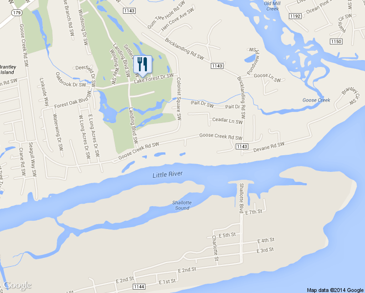 map of restaurants, bars, coffee shops, grocery stores, and more near 1913 Inlet Village Cir SW in Ocean Isle Beach
