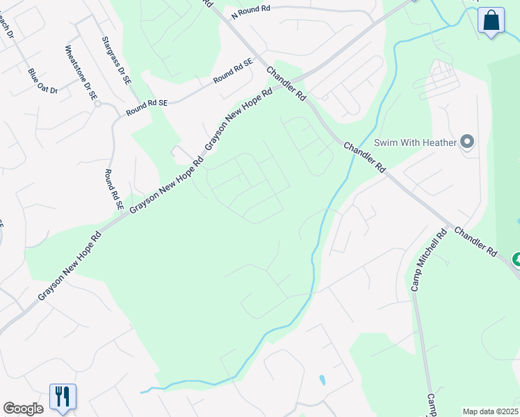map of restaurants, bars, coffee shops, grocery stores, and more near 361 Tallulah Lane in Grayson
