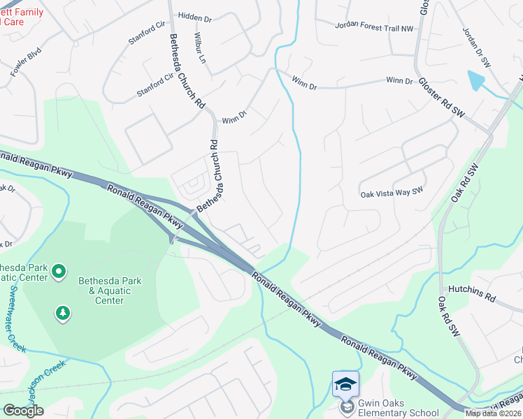 map of restaurants, bars, coffee shops, grocery stores, and more near 104 Hidden Valley Drive Southwest in Lawrenceville