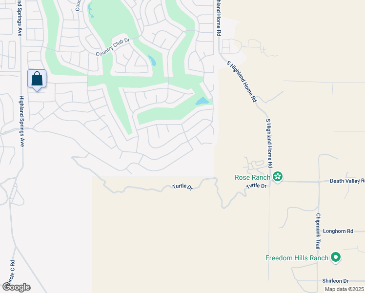 map of restaurants, bars, coffee shops, grocery stores, and more near 2124 Birdie Drive in Banning