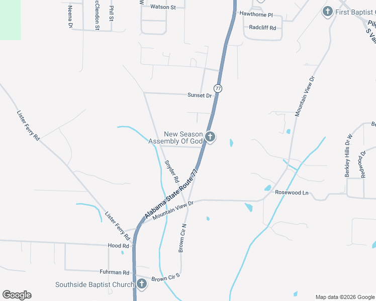map of restaurants, bars, coffee shops, grocery stores, and more near 2783 Richwood Drive in Gadsden