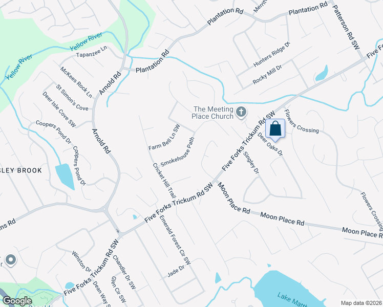 map of restaurants, bars, coffee shops, grocery stores, and more near 2312 Smokehouse Path in Lawrenceville