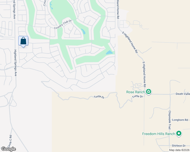 map of restaurants, bars, coffee shops, grocery stores, and more near 2141 Birdie Drive in Banning