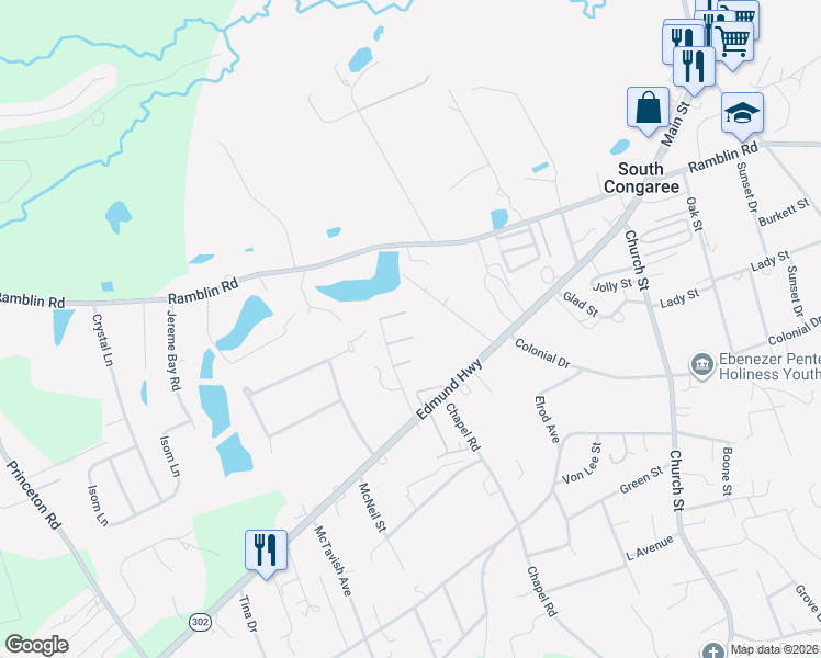 map of restaurants, bars, coffee shops, grocery stores, and more near 111 Dee Street in West Columbia