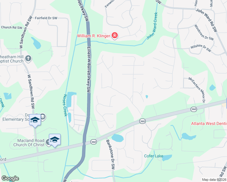 map of restaurants, bars, coffee shops, grocery stores, and more near 1898 Clay Drive Southwest in Marietta