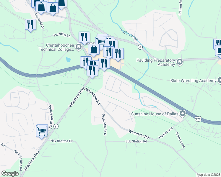 map of restaurants, bars, coffee shops, grocery stores, and more near 103 Silver Bow Lane in Dallas