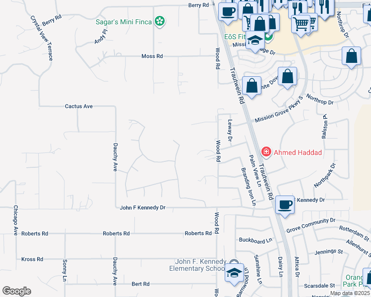 map of restaurants, bars, coffee shops, grocery stores, and more near 7971 Armagosa Drive in Riverside