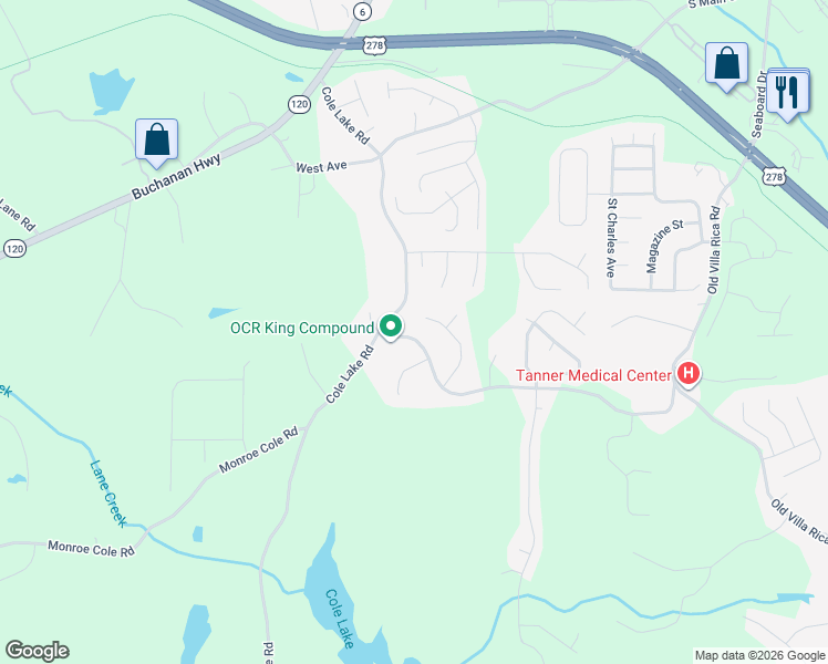 map of restaurants, bars, coffee shops, grocery stores, and more near 83 Happy Valley Church Road in Dallas