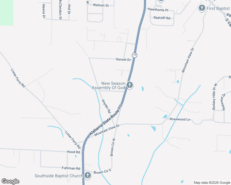 map of restaurants, bars, coffee shops, grocery stores, and more near 2783 Richwood Drive in Gadsden