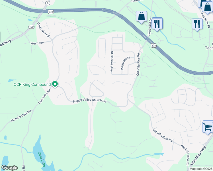 map of restaurants, bars, coffee shops, grocery stores, and more near 305 Remington Place Boulevard in Dallas