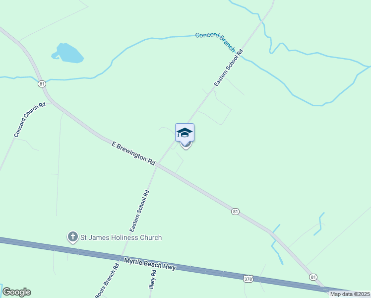 map of restaurants, bars, coffee shops, grocery stores, and more near 345 Eastern School Road in Sumter