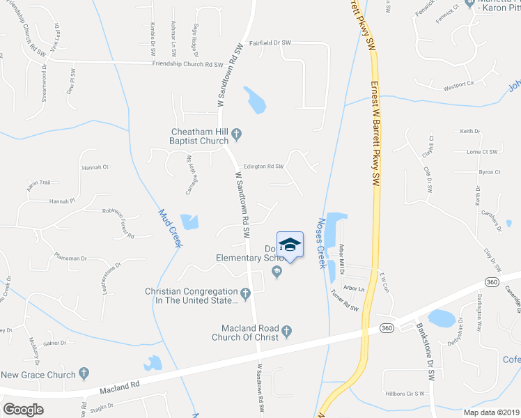 map of restaurants, bars, coffee shops, grocery stores, and more near 1947 Nicholas Trail Southwest in Marietta