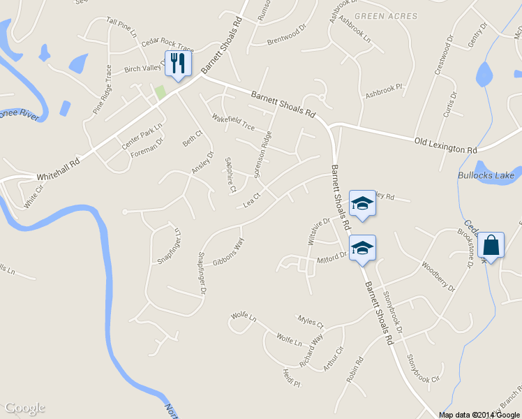 map of restaurants, bars, coffee shops, grocery stores, and more near 240 Snapfinger Dr in Athens