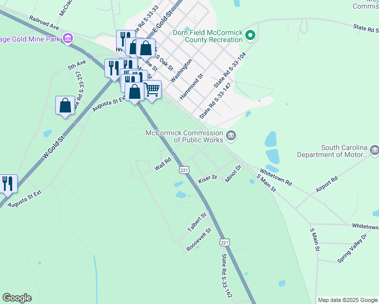 map of restaurants, bars, coffee shops, grocery stores, and more near 300 State Road S-33-107 in McCormick