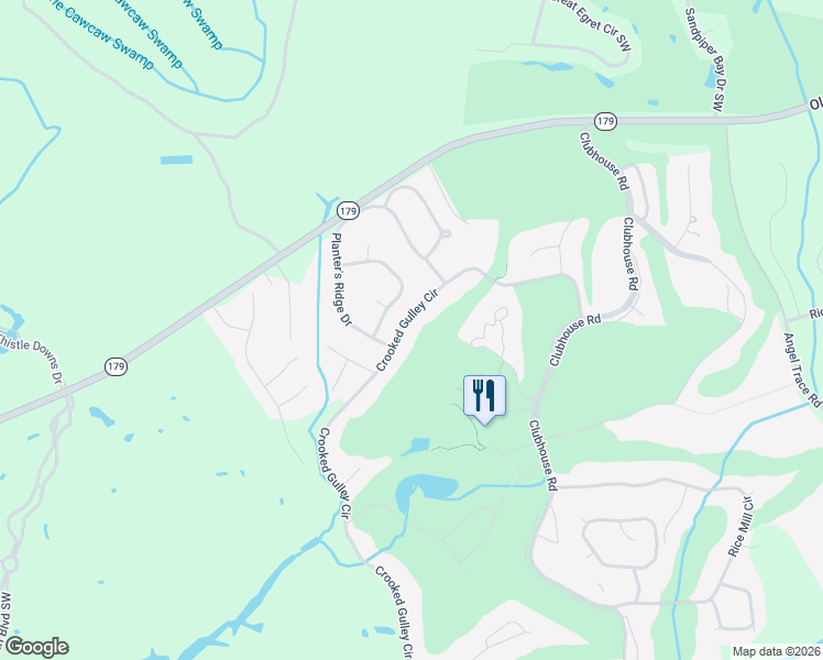 map of restaurants, bars, coffee shops, grocery stores, and more near 308 Crooked Gulley Circle in Sunset Beach