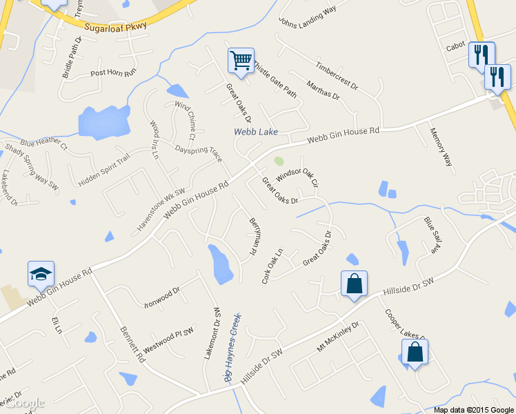 map of restaurants, bars, coffee shops, grocery stores, and more near 945 Common Oak Pl in Lawrenceville