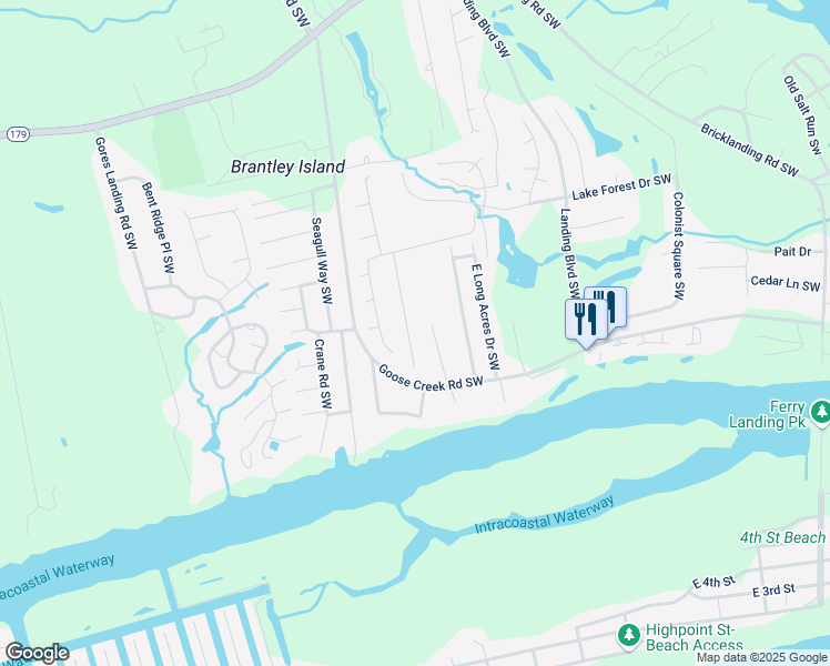 map of restaurants, bars, coffee shops, grocery stores, and more near 1801 Waterwing Drive Southwest in Ocean Isle Beach
